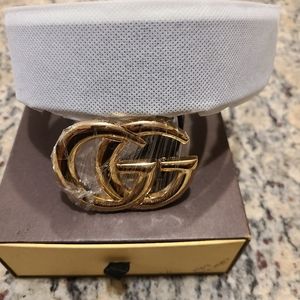 Gucci Gold Buckle Belt Unisex Waist Size 30-33 New